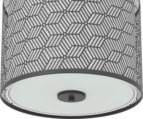 Miniatura 2 de Inlight IN-0347-3-BK - Lámpara de techo semiempotrada de 3 luces de 14 pulgadas de ancho con marco de metal negro y pantalla de tela blanca