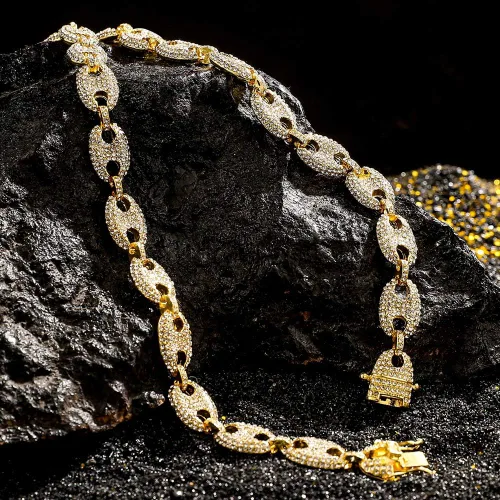 Miniatura 5 de FW Jewelry Cadenas de eslabones cubanos Gold Mariner para hombre, collares cubanos de grano de café, cadenas cubanas de hip hop de 16 a 30 pulgadas