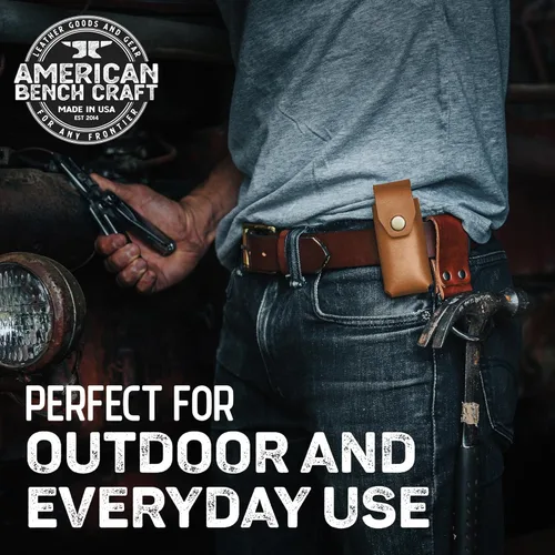 Miniatura 8 de American Bench Craft Funda multiherramienta de cuero y estuche para cuchillos para Gerber Diesel y MP600 - Funda de cuero remachado/funda con broche