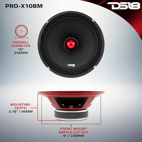 Miniatura 4 de Altavoz DS18 PRO de rango medio, cúpula en compresión de aluminio roja, altavoces de puerta de audio de alta calidad para auto o camión sistema