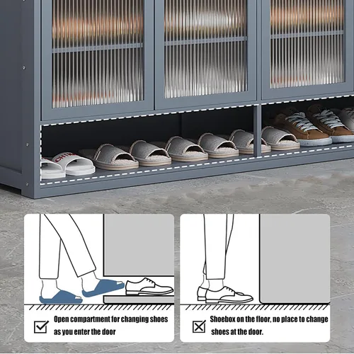 Miniatura 5 de Armario de zapatos con puertas, gabinete de almacenamiento de zapatos moderno de 7 niveles para entrada, armario organizador independiente con Azul