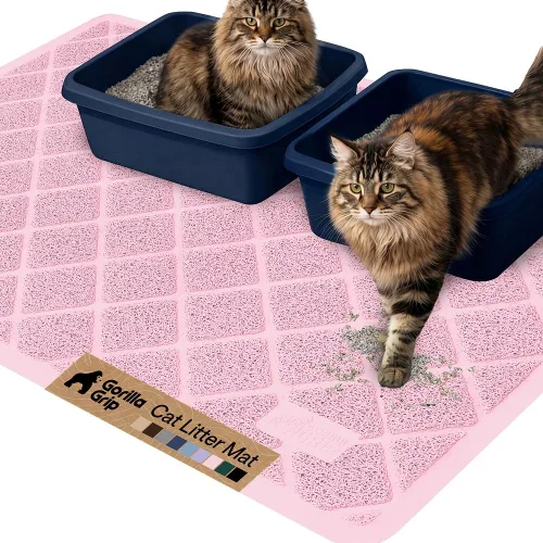 Miniatura 18 de Gorilla Grip - Tapete para atrapar la arena del arenero de gatos, 100% impermeable, fácil de limpiar, respaldo texturizado, suelos más limpios, se