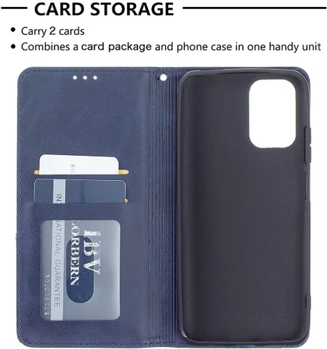 Miniatura 5 de Funda con tapa para Xiaomi Redmi Note 10 4G/Note 10S, patrón de rombos de cuero de primera calidad, función atril, cierre magnético, color azul