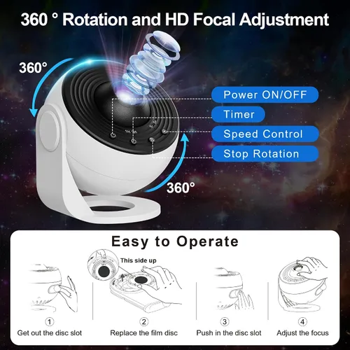 Miniatura 4 de Proyector Galaxy Pro para dormitorio, proyector de estrellas planetario 13 en 1 con sistema solar y constelación, luz nocturna para techo, rotación