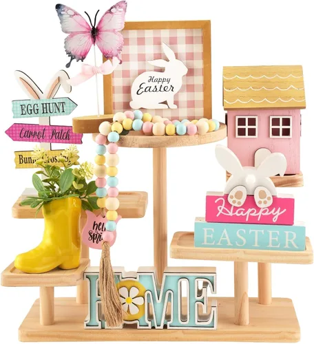 Miniatura 15 de Decoraciones Navideñas Juego de 8 Piezas de Decoración para Bandejas Escalonadas, Bonita Decoración Navideña de Mesa para Hogar Estante Repisa