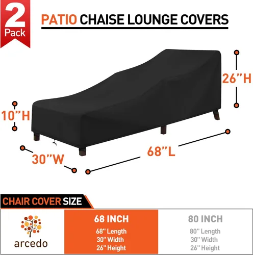 Miniatura 2 de Arcedo Funda para Silla de Descanso de Exterior Paquete de 2, Funda Impermeable para Muebles de Patio para Piscina y Playa Exterior, Protección