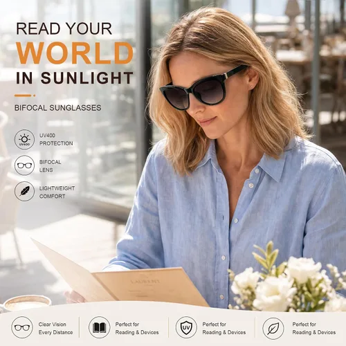 Miniatura 2 de EASY READ Lentes de sol bifocales de lectura para mujer, a la moda, con protección UV400 (aumento 1.00, negro)