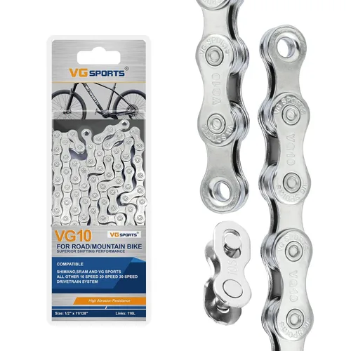 Miniatura 31 de VG SPORTS Cadenas de bicicleta de 6/7/8/9/10/11 velocidades, cadenas de bicicleta ligeras semihuecas/huecas para bicicleta de carretera/MTB/BMX