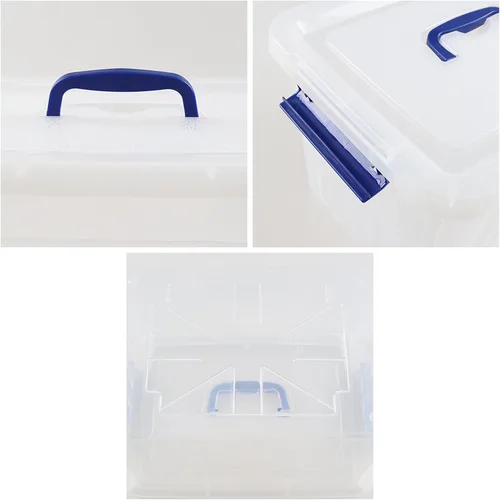 Miniatura 2 de Anbers Contenedor de plástico transparente de 12 cuartos de galón con tapa, caja de pestillo con asa, juego de 1