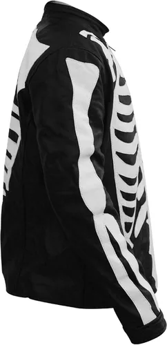 Miniatura 3 de Chaqueta de cuero negro de motociclista con diseño de esqueleto para hombre