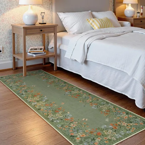 Miniatura 8 de Alfombras Lahome Boho Floral 2x6 para pasillos antideslizantes, alfombras de cocina verdes no deslizantes lavables, alfombra de baño de felpa