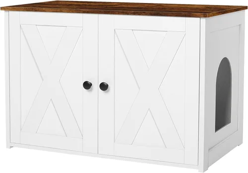 Miniatura 13 de Caja de arena para gatos Dwanton, mueble oculto para caja de arena para gatos, entrada reversible puede estar en el lado izquierdo o derecho, baño
