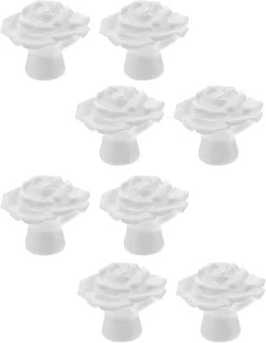 Miniatura 10 de LIFKOME 8 tiradores de rosas de cerámica para gabinete, pomos de armario para cajones, pomos de puerta de flores de rosas florales, pomos
