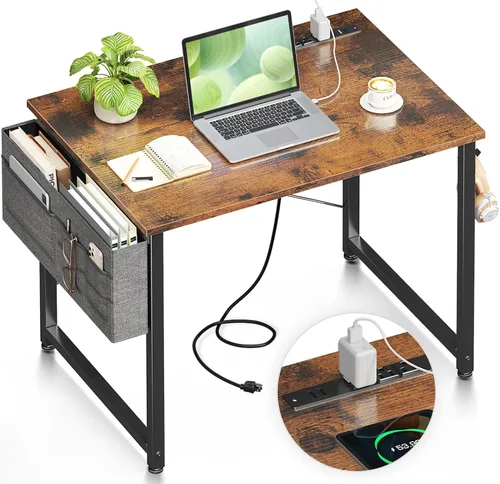 Miniatura 9 de Casaottima Escritorio pequeño de 40 pulgadas para computadora con 4 cajones de tela, moderno escritorio de PC para espacios pequeños, escritorio