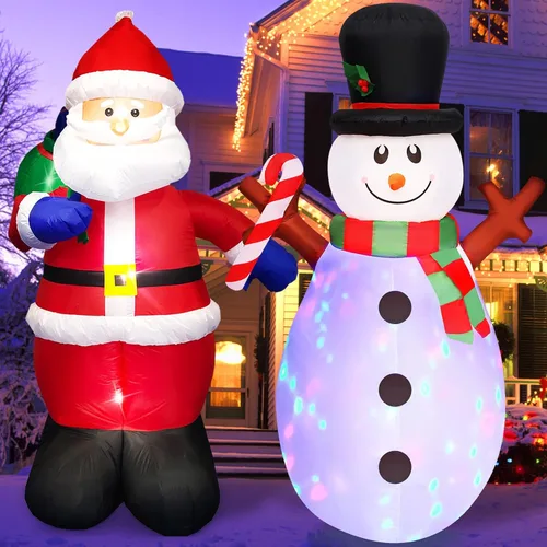 Miniatura 10 de Inflables de Navidad de 6 pies de alto para exteriores, árbol de Papá Noel, decoración de perro, luces LED integradas, divertidas decoraciones