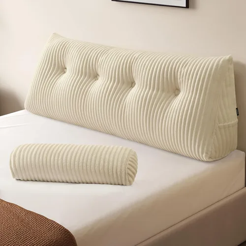 Miniatura 17 de Z-hom Almohada de cuña grande para cabecero, almohada triangular para cabecero tamaño king, almohada de lectura para cama con una almohada enrollada