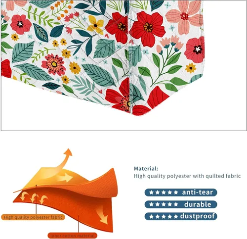 Miniatura 5 de Funda para batidora de pie floral con bolsillos, acolchada a prueba de polvo, compatible con KitchenAid de 5 a 8 cuartos de galón, Hamilton Beach