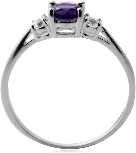 Miniatura 3 de Silvershake Petite Round Shape Gemstone White Gold Plated or Yellow Gold Plated 925 Sterling Silver Promise Ring Jewelry for Women or Teens