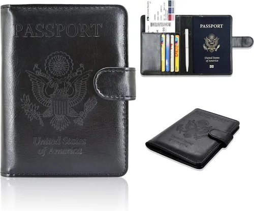 Miniatura 2 de Funda para pasaporte ACdream, piel de calidad superior, cartera con bloqueo RFID