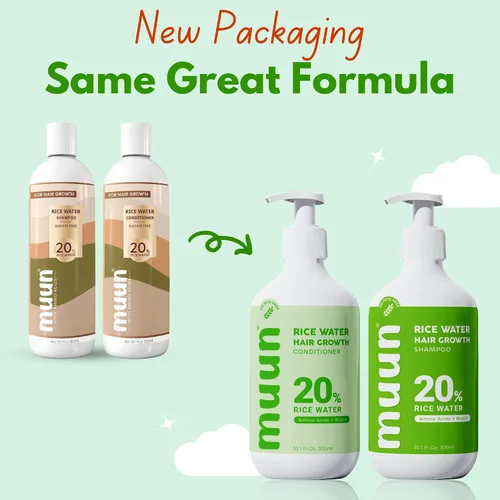 Miniatura 2 de Muun Champú y acondicionador de agua de arroz para el crecimiento del cabello, regeneración, adelgazamiento del cabello y anti pérdida de cabello