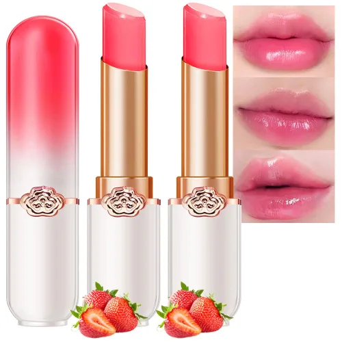 Miniatura 17 de evpct 2 piezas de bálsamos labiales tintados de uva, cambio de color de labios, bálsamo de labios, tono rosa claro, maquillaje de labios, 2 piezas