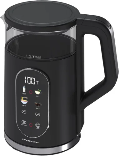 Tetera eléctrica OVENTE, hervidor de agua de 1.7L con ebullición rápida y pantalla táctil digital, exterior de doble pared de toque frío, mantiene