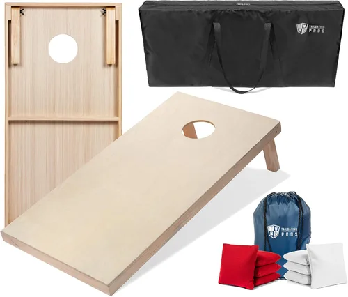 Miniatura 50 de Tailgating Pros Tablas para juego de cornhole - 4 x 2 pies y 3 x 2 pies. Juego de cornhole con estuche de transporte y juego de 8 bolsas de maíz
