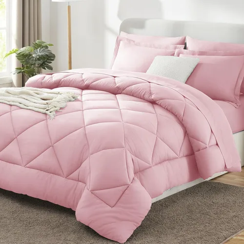 Miniatura 19 de CozyLux - Juego de edredón en una bolsa, para dormitorio universitario, todas las estaciones, edredón, sábanas y fundas para almohada y decorativas