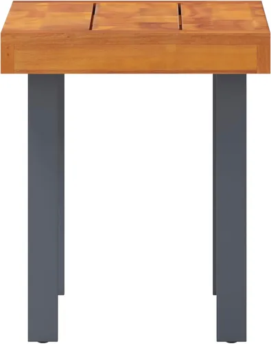 Miniatura 7 de BizChair Banco de madera de acacia maciza, parte superior de listones con acabado natural, patas de madera acampanadas negras, 500 libras. Capacidad