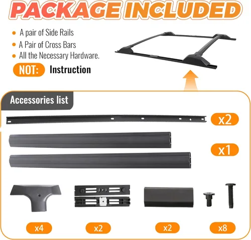 Miniatura 6 de ECOTRIC - Barras transversales de techo, de aluminio, estilo de fábrica, paquete de rieles laterales para Chevy Chevrolet Traverse 2009-2017