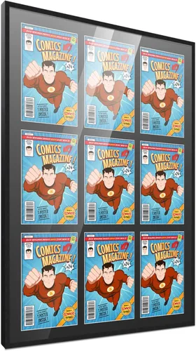 Miniatura 51 de Poster Palooza Marco de cómic con paspartú para 1 cómic de la Edad de Bronce publicado entre 1970 y 1985, marco de cómic negro para cómic de 7.25 x