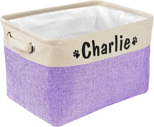 Miniatura 32 de PET ARTIST - Cesta plegable de almacenamiento de juguetes con nombre personalizado de la mascota - Organizador de caja rectangular para juguetes