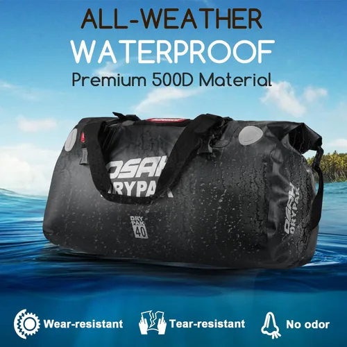 Miniatura 4 de OSAH DRYPAK Bolsa de lona impermeable – Bolsa seca para motocicleta con gran espacio de almacenamiento, bolsas de equipaje impermeables con bolsillo