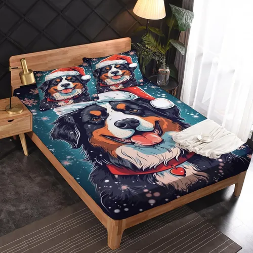 Miniatura 3 de Sábanas para perros tamaño individual – Sábanas y fundas de almohada de copo de nieve – 100% microfibra, estampado de alta cantidad de hilos, sábana