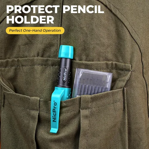 Miniatura 5 de Nicpro Lápiz de carpintero con sacapuntas, lápices mecánicos de carpintero CP3000 con 19 recargas, marcador de agujero profundo para construcción