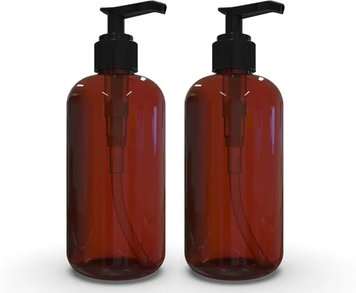 BRIGHTFROM Botellas de plástico con dispensador de bomba, 8 onzas vacías, recipientes recargables sin BPA para gel de baño, hidratante, crema