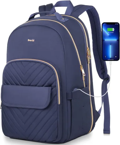 Miniatura 12 de Mochila para laptop para mujer, elegante mochila de trabajo para viajes, mochila de computadora de gran capacidad para 15.6 pulgadas, mochila Negro