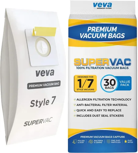 Miniatura 7 de Paquete de 30 bolsas de vacío estilo 7 para aspiradora vertical Bissell, bolsas de vacío SuperVac de primera calidad Parte # 32120