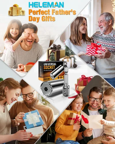 Miniatura 2 de HELEMAN Juego de 2 herramientas universales con adaptador de taladro eléctrico, regalo de Navidad para hombres