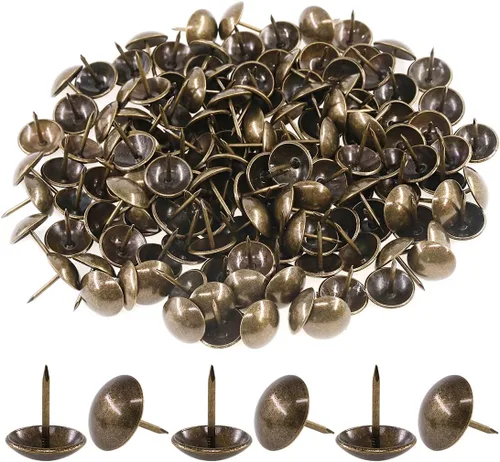 Keadic Juego surtido de 200 piezas de 3/4 pulgadas de diámetro, tachuelas de tapicería antiguas para muebles, clavos para muebles tapizados,