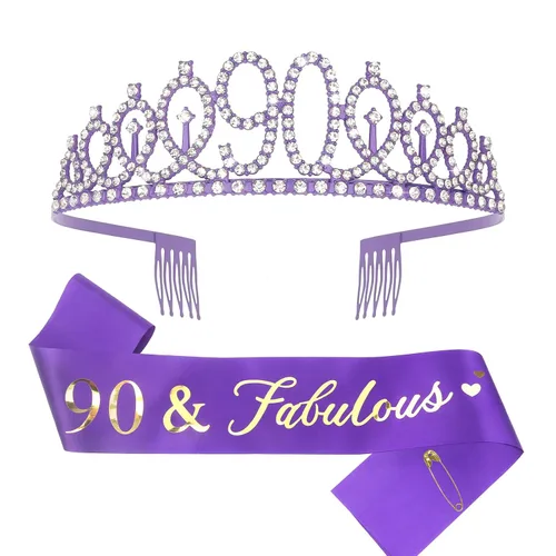 Miniatura 25 de CIEHER Corona de cumpleaños de 10 años, banda + juego de alfileres de perlas - Decoraciones y regalos para favores de fiesta de cumpleaños de 10 10º