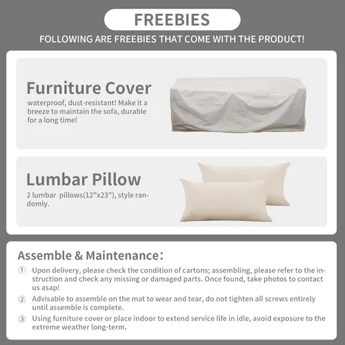Miniatura 7 de Rattaner Muebles de patio, sofá de mimbre de 3 asientos, muebles de exterior, sofá de exterior, asiento profundo, respaldo alto, funda impermeable