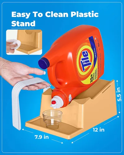 Miniatura 3 de TidyFriend - Soporte para detergente líquido para ropa con bandeja de goteo y patas de agarre de goma, soporte para organización y almacenamiento