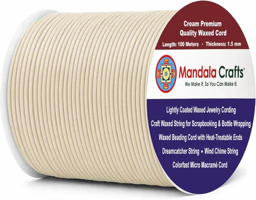 Miniatura 222 de Cuerda Mandala Crafts 0.03 pulgadas 109 yardas para hacer joyería, artesanía, macramé, cuerda de algodón encerado Negro