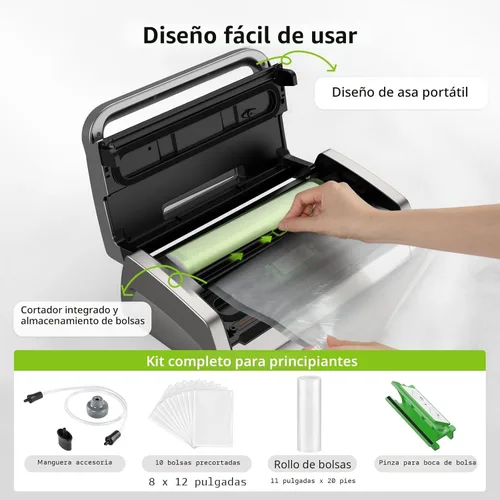 Miniatura 8 de Bonsenkitchen Máquina selladora al vacío, tecnología Globefish para un sellado al vacío perfecto, potente sellador al vacío de alimentos de bajo