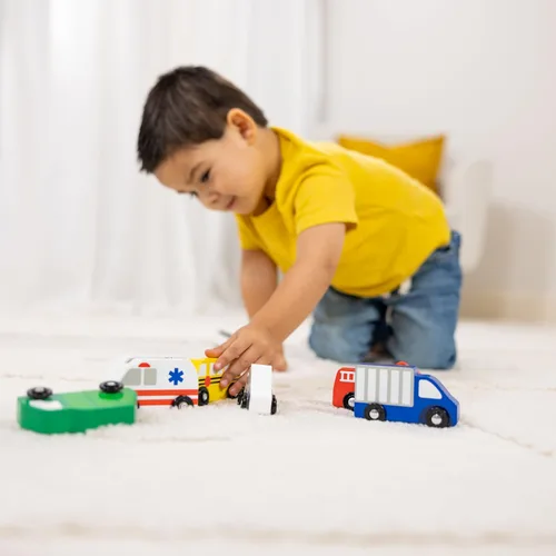 Miniatura 2 de Melissa & Doug - Juego de vehículos de madera en bandeja de madera (9 piezas)