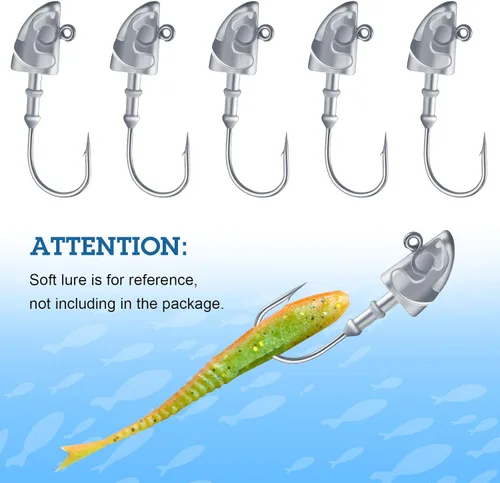 Miniatura 4 de 15 piezas Swimbait Jig Head Jig Head Cebo Cabeza Cebo de plomo Pesado Ganchos Giratorios Jig Head Spinning Fish Jig Head para agua salada y agua