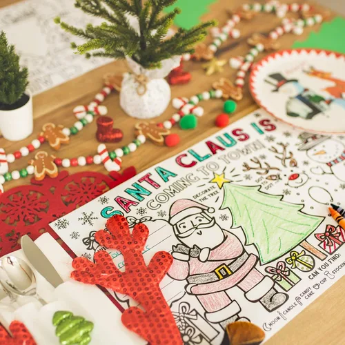Miniatura 9 de Tiny Expressions Manteles individuales de Navidad de Papá Noel para niños (paquete de 12 manteles individuales navideños) Alfombrillas de papel