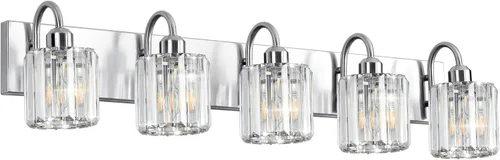 Miniatura 9 de Luz de tocador de baño dorada - Accesorio de luz de baño de cristal sobre espejo