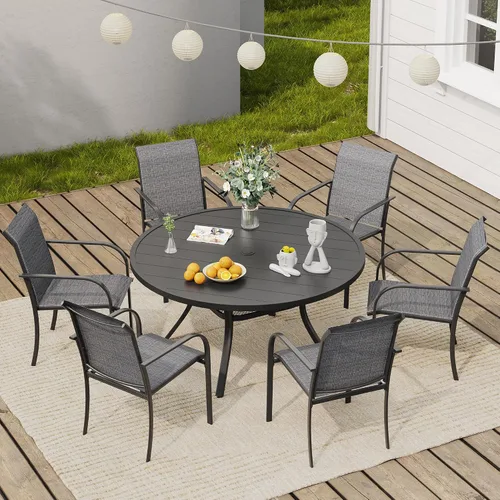 Miniatura 53 de VICLLAX Juego de 2 sillas de patio pequeñas para exteriores, juego de sillas apilables para patio y mesa de comedor cuadrada para porche delantero